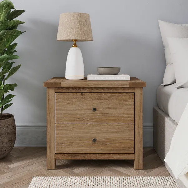 Olney Wide 2 Drawer Bedside Table | Dunelm (migrated)