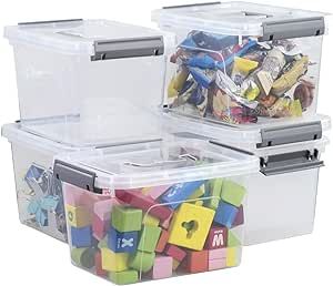 Kiddream 6-Pack Plastic Clear Latch Storage Boxes, 6 Liter Small Boxes with Lids | Amazon (US)