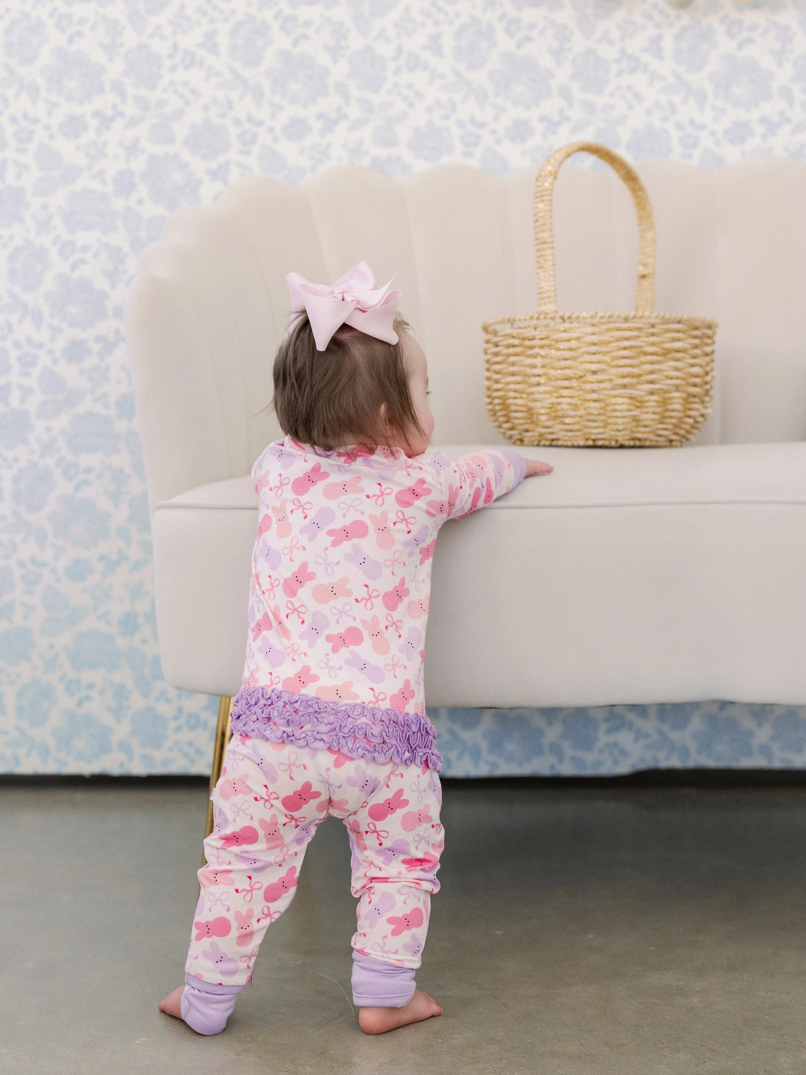 Sweet Bunny Bamboo Ruffle Romper | Poppy Kids Co