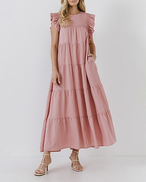 Free the Roses Ruffle Detail Maxi Dress | Express