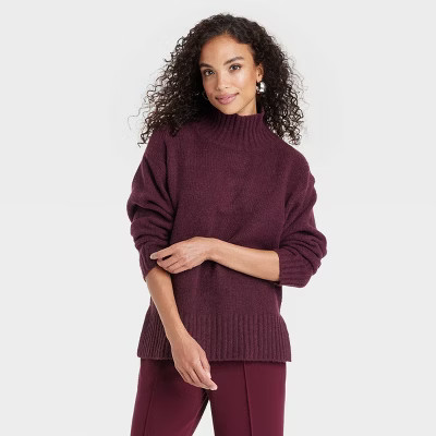 Women's Cozy Knit Mock Turtleneck Pullover Sweater - A New Day™ | Target