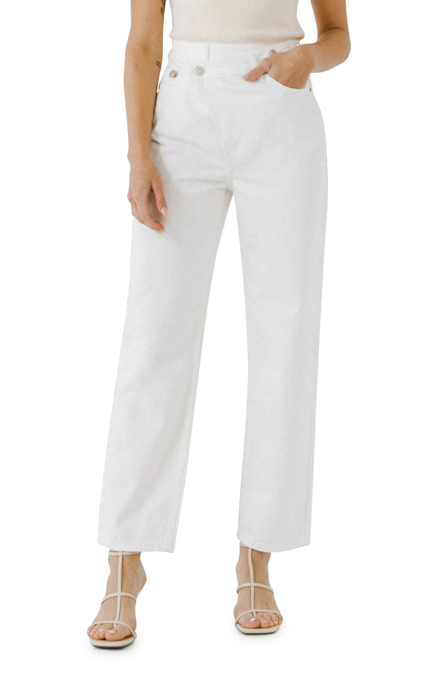 Asymmetric Wrap Ankle Straight Jeans | Nordstrom
