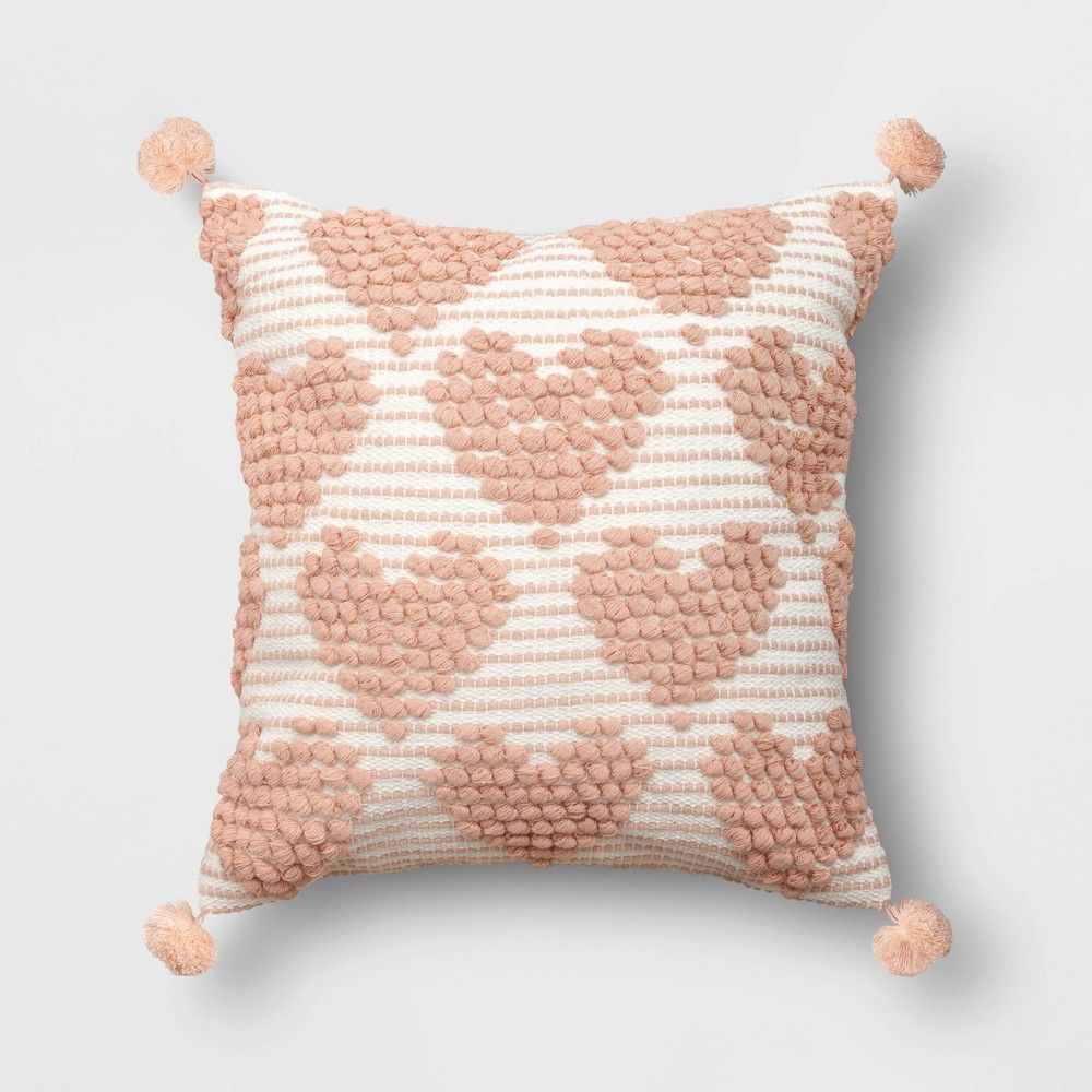 Square Valentine's Day Hearts Pillow Cream/Blush - Opalhouse | Target