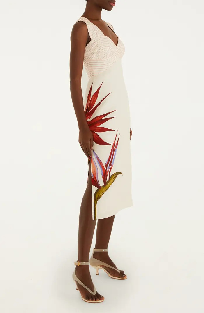 Strelitzia Placed Floral Linen Dress | Nordstrom