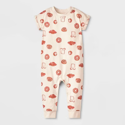 Baby Girls' Printed Pastry Romper - Cat & Jack™ Beige | Target