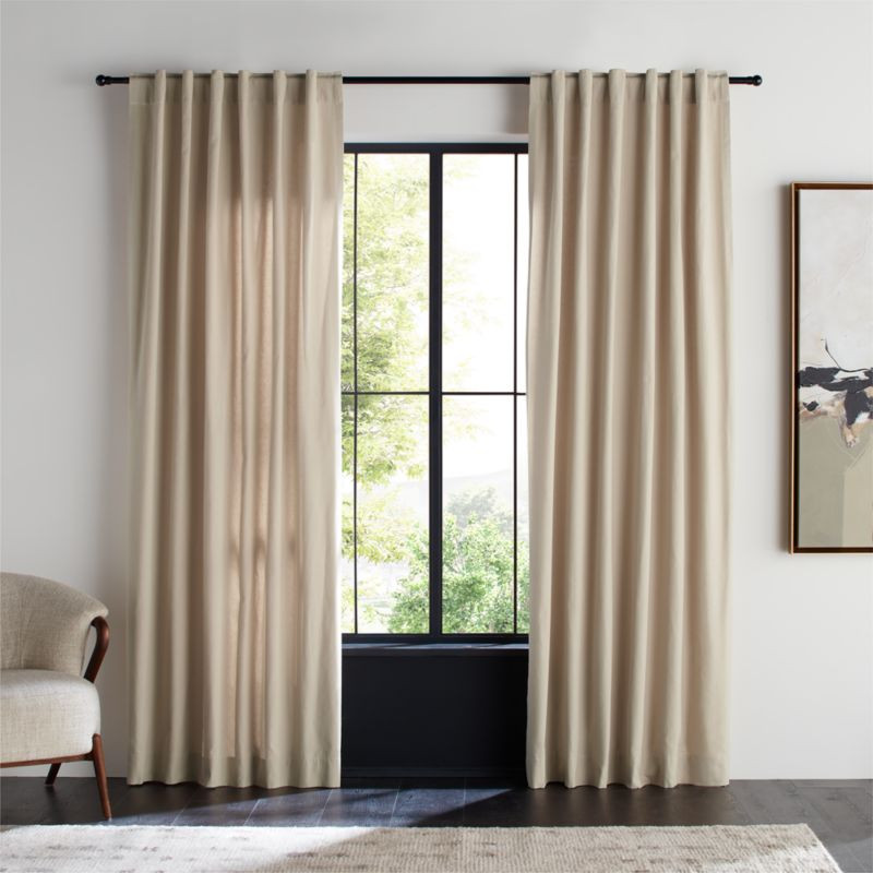 Organic Cotton Natural Taupe Window Curtain Panel 52""x120 | Crate & Barrel