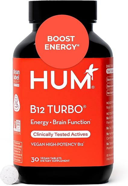 HUM B12 Turbo, Vitamin B12 Supplement, Daily Energy Support, Calcium for Bone Health, B-12 Vitami... | Amazon (US)