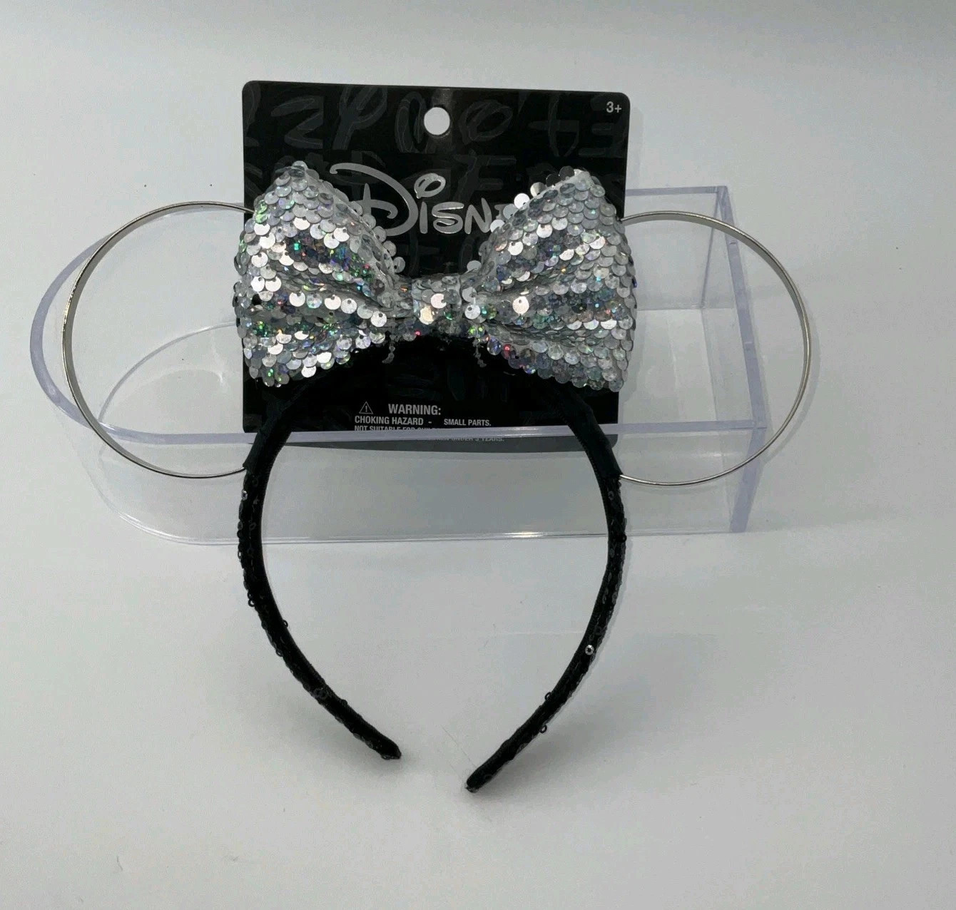 Disney Mickey Minnie Silver tone Metal Ears Hologram Sequin Bow Aldi  | eBay | eBay US
