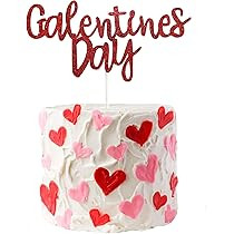 Galentine’s Day Cake Topper, Red Glittery Happy Galentine’s Day Party Decorations, Love Heart Cake T | Amazon (US)