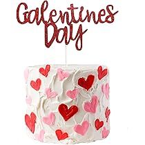 Galentine’s Day Cake Topper, Red Glittery Happy Galentine’s Day Party Decorations, Love Heart Cake T | Amazon (US)