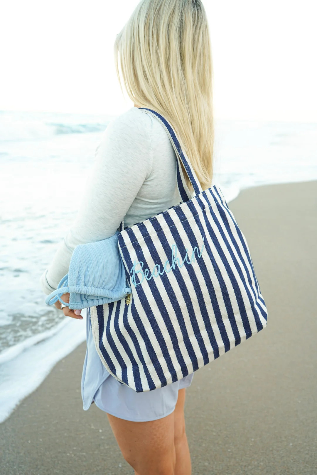 Harbor Canvas Striped Tote | KenzKustomz