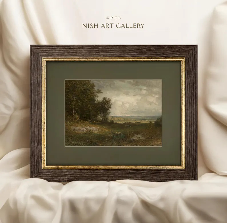 Framed Vintage Landscape Art Print: Green Matted Wall Decor #486 - Etsy Australia | Etsy (US)
