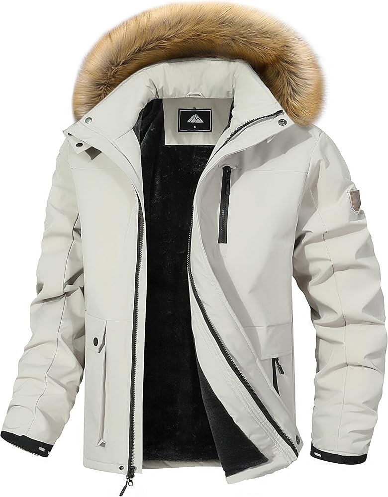 Abrigo de invierno para hombre, impermeable, cálido, para esquí, nieve, parka con capucha, park... | Amazon (US)