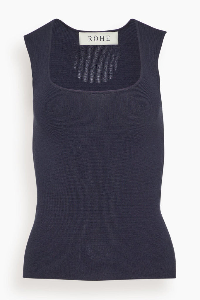Bustier Shaped Knitted Top in Navy | Hampden Clothing