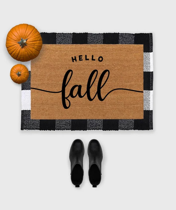 Hello Fall Doormathello Fall Door Mathey There Pumpkin - Etsy | Etsy (US)