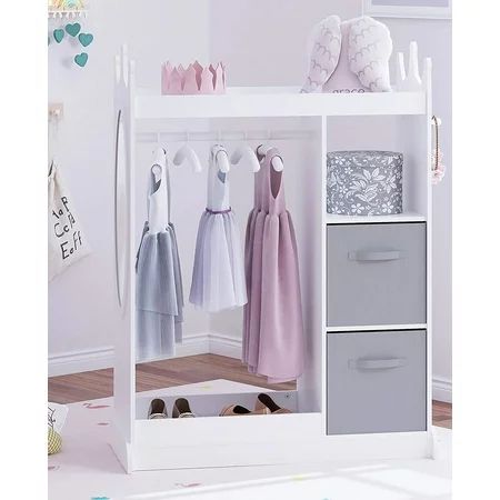 UTEX White Cute Kid s Furniture See and Store Dress up Storage Center Closet Armoire Cabinet with Mi | Walmart (US)