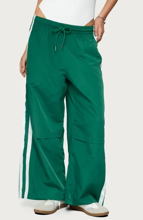 EDIKTED Petite Fauna Relaxed Fit Track Pants in Green at Nordstrom, Size Small | Nordstrom