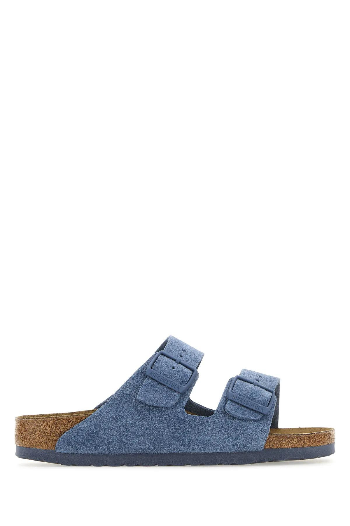 Birkenstock Light Blue Suede Arizona Slippers | Italist.com US