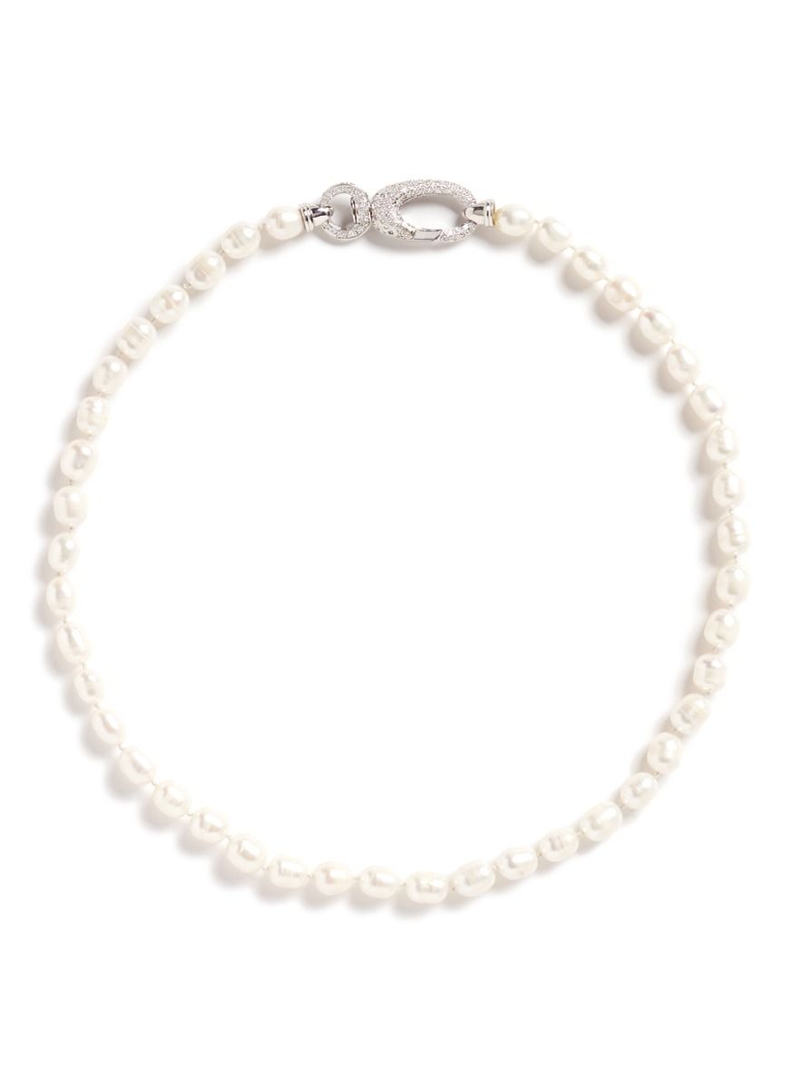Cubic zirconia pavé faux pearl necklace | Lane Crawford (US)