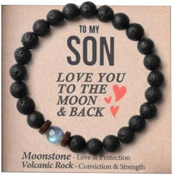 Gifts for Son to My Son Bracelet from Dad Mom Mens Beaded Bracelets Men Jewelry Birthday Inspirat... | Amazon (US)