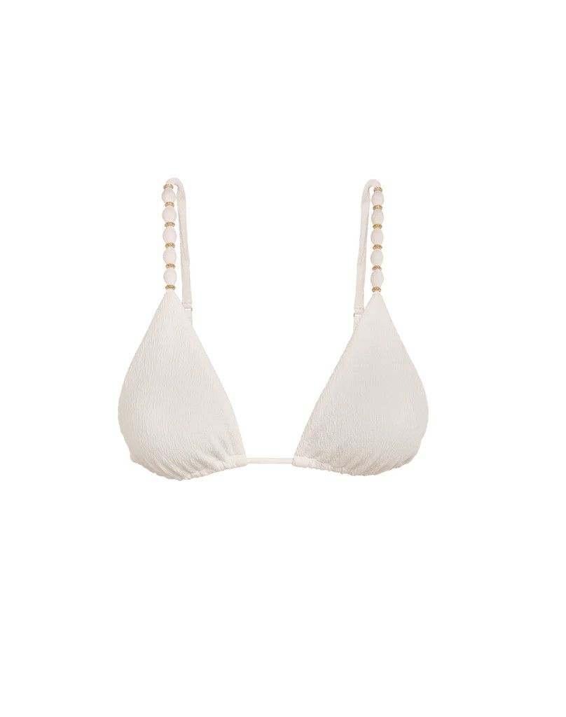 Firenze Beads Tri Parallel Top - White | ViX Swimwear