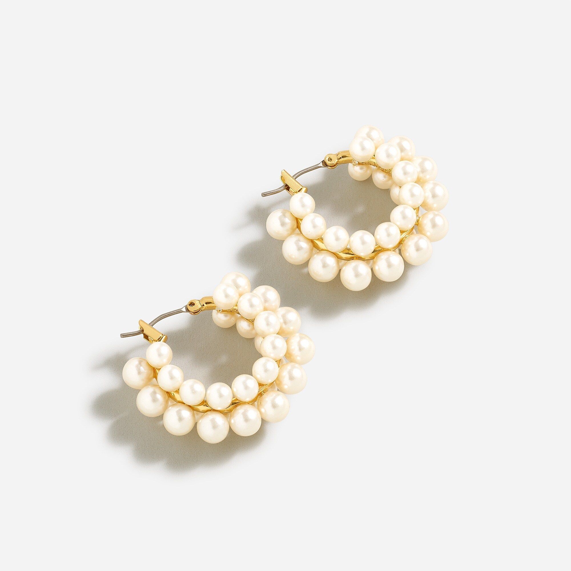 Layered mini pearl hoop earrings | J.Crew US