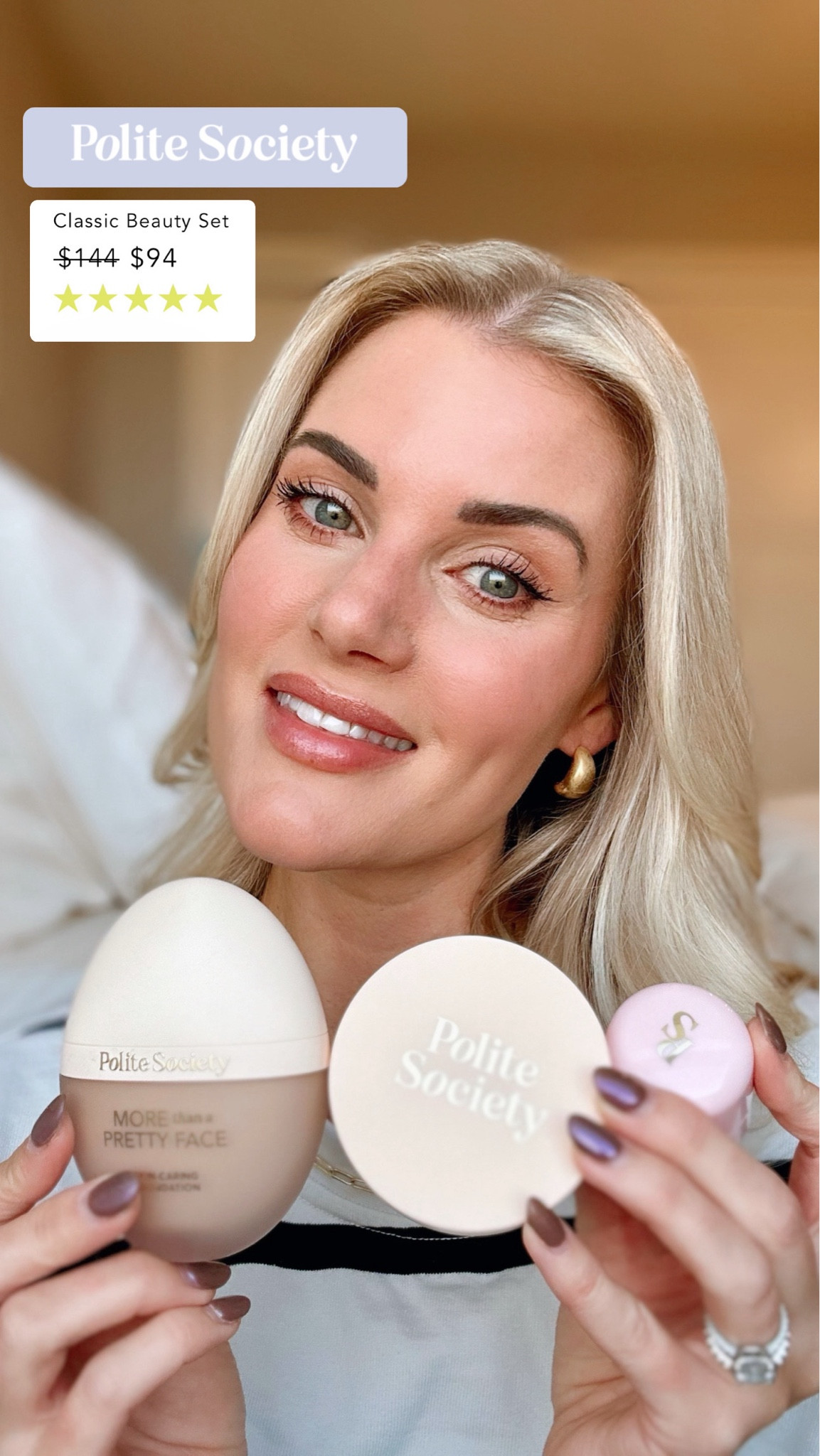 At Polite Society, they use cutting-edge innovation and clean science technology combined with cruelty-free, vegan and natural ingredients to create professional quality, artistry-level, fabulously disruptive products and formulas that redefine clean beauty for the modern world. 

Polite Society's Classic Beauty - the best introduction the brand is on sale!!. Set includes More Than A Pretty Powder, More Than A Pretty Face Foundation, and a Polite Pops Blush Stick Product Value: $144 Sale price $94!!

What I'm wearing: light neutral foundation, London Polite Pop, Translucent setting powder

#ad

#LTKGiftGuide #LTKBeauty #LTKSaleAlert