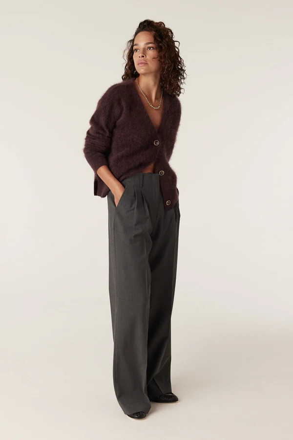 Brushed Cashmere Wool V-Neck Cardigan - Shiraz | Cable Melbourne