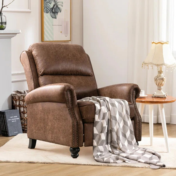 34.6" Wide Classic and Overstuffed Soft Pushback Recliner with Rivet | Wayfair North America