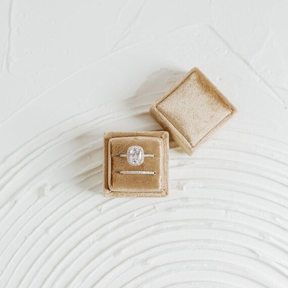 Read the full title
    Latte Tan Velvet Hexagon Ring Box Double Slot Flat Lay Styling | Etsy (US)