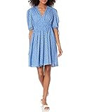 Taylor Dresses womens Taylor Dresses Tie Elbow Sleeves V-neck Smocked Waist Cotton Eyelet Short Dres | Amazon (US)