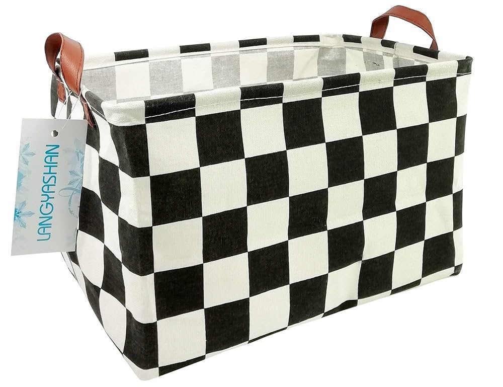 LANGYASHAN Rectangular Storage Bin Collapse Canvas Fabric Cartoon Storage Basket with Handles for... | Amazon (US)