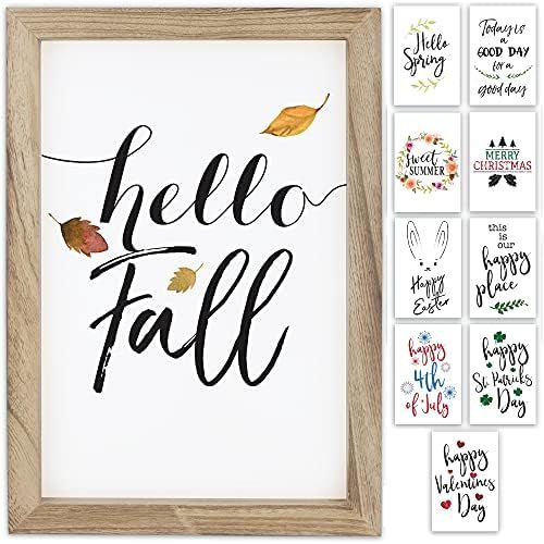 Farmhouse Wall Decor Signs With 10 Interchangeable Sayings For Fall Home Decor - Easy To Hang 11x16” | Amazon (US)