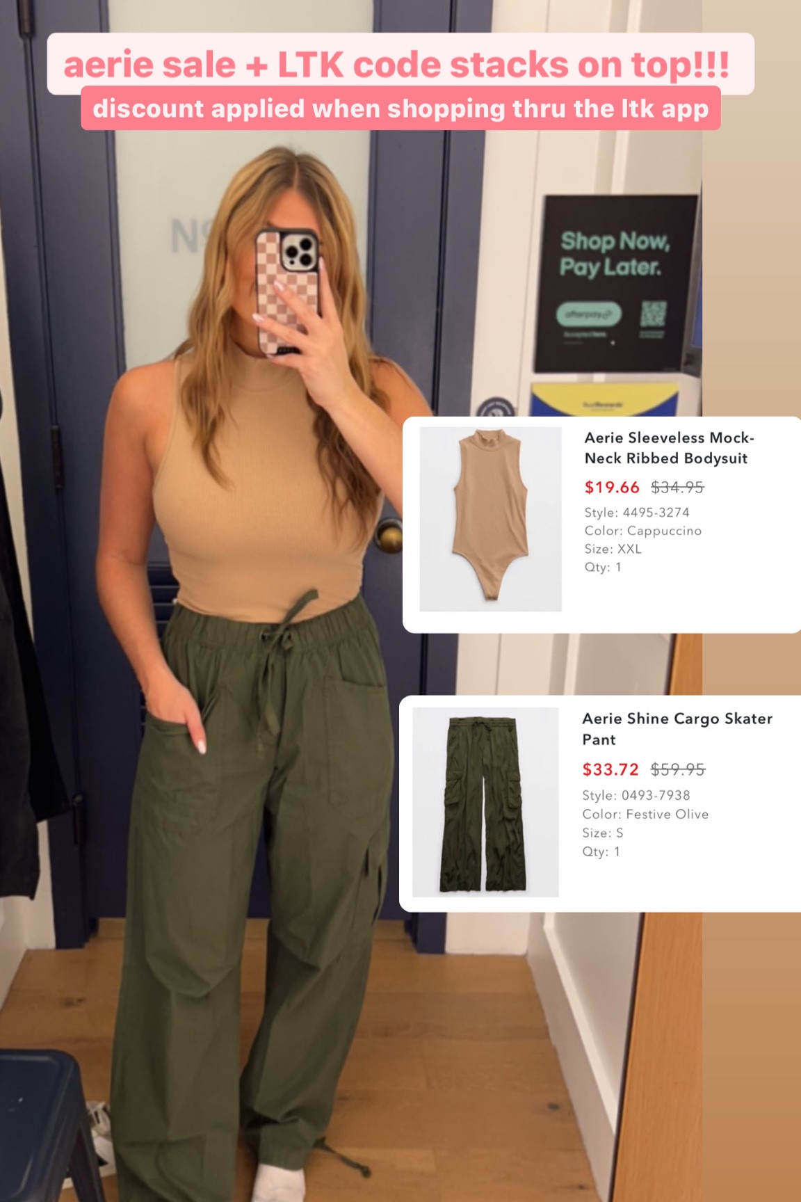 mock neck turtleneck bodysuit !! on sale + discount code stacks on top. cargo pants on sale + code stacks on top !!! both fit true to size 

#LTKfindsunder50 #LTKstyletip #LTKSale