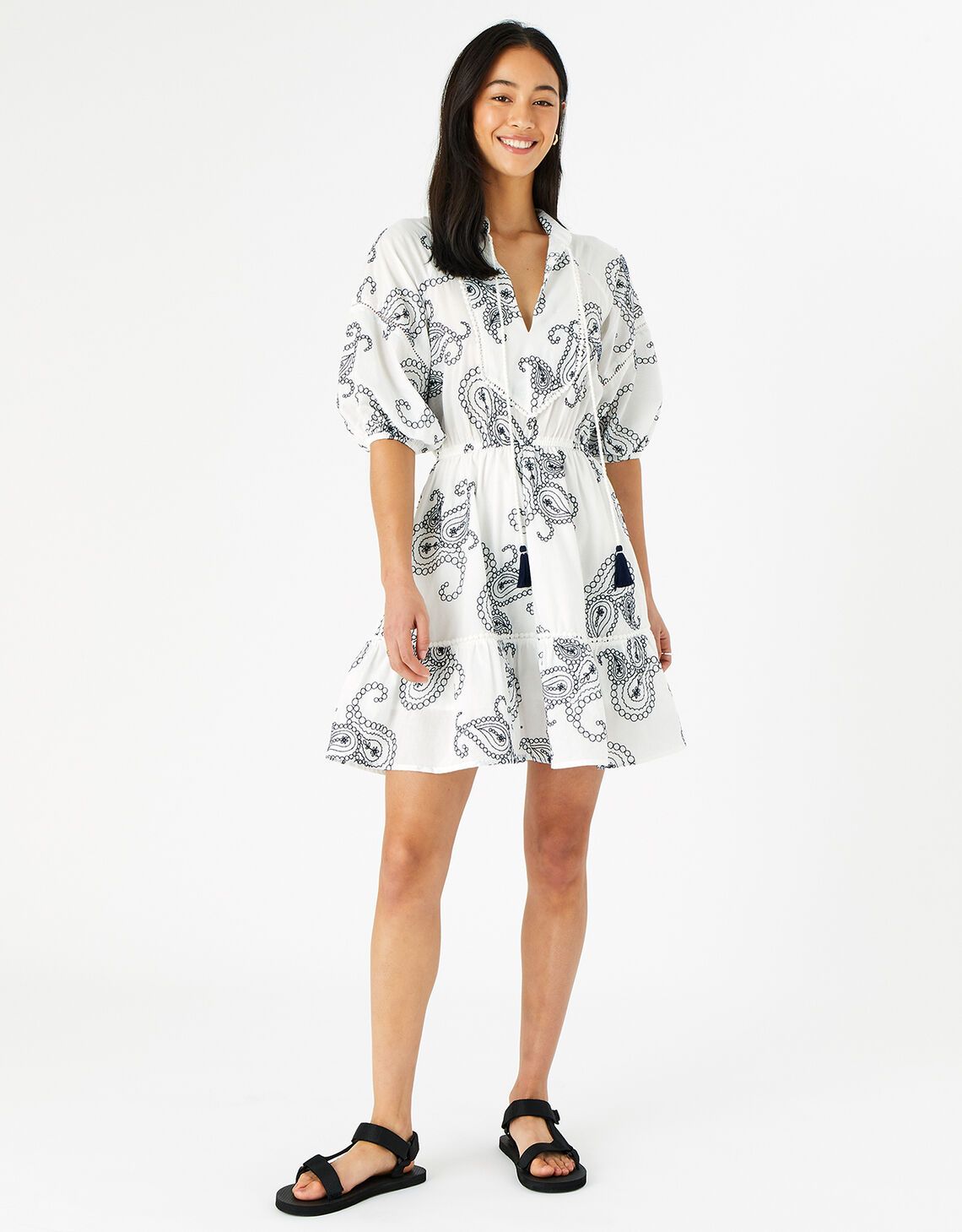 Embroidered Tassel Tie Dress Blue | Accessorize (Global)