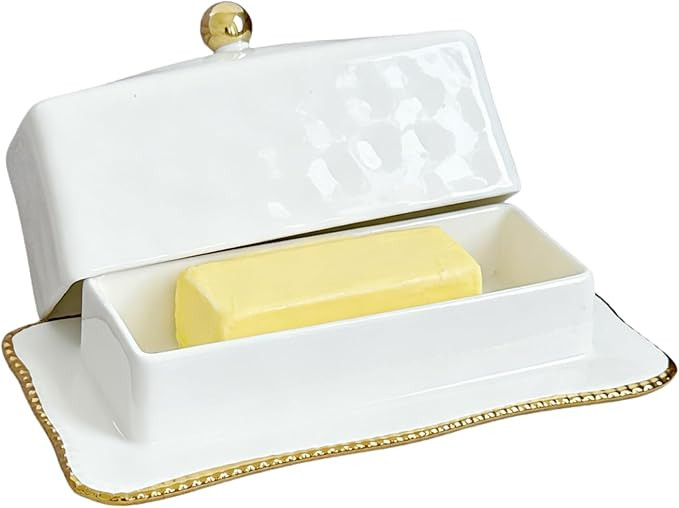 HAN SHENG Ceramic Butter Dish with Lid - Airtight Keeper Countertop Storage Container, Fits East ... | Amazon (US)