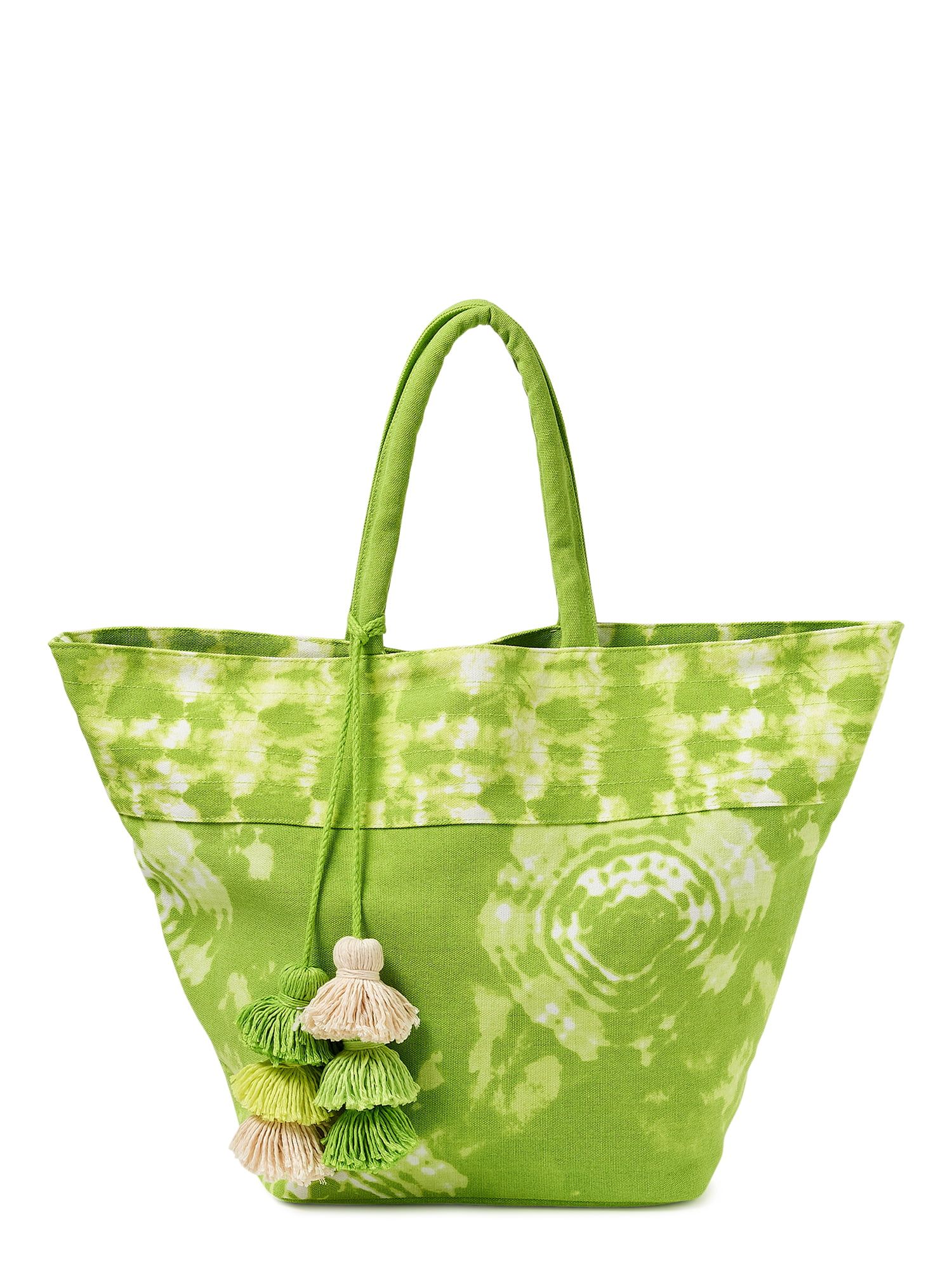 No Boundaries Women's Ikat Tote Bag with Tassel Risky Lime - Walmart.com | Walmart (US)