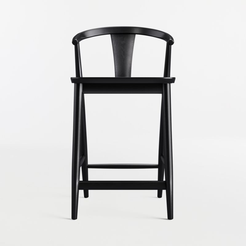Fyn Black Wood Counter Stool | Crate & Barrel