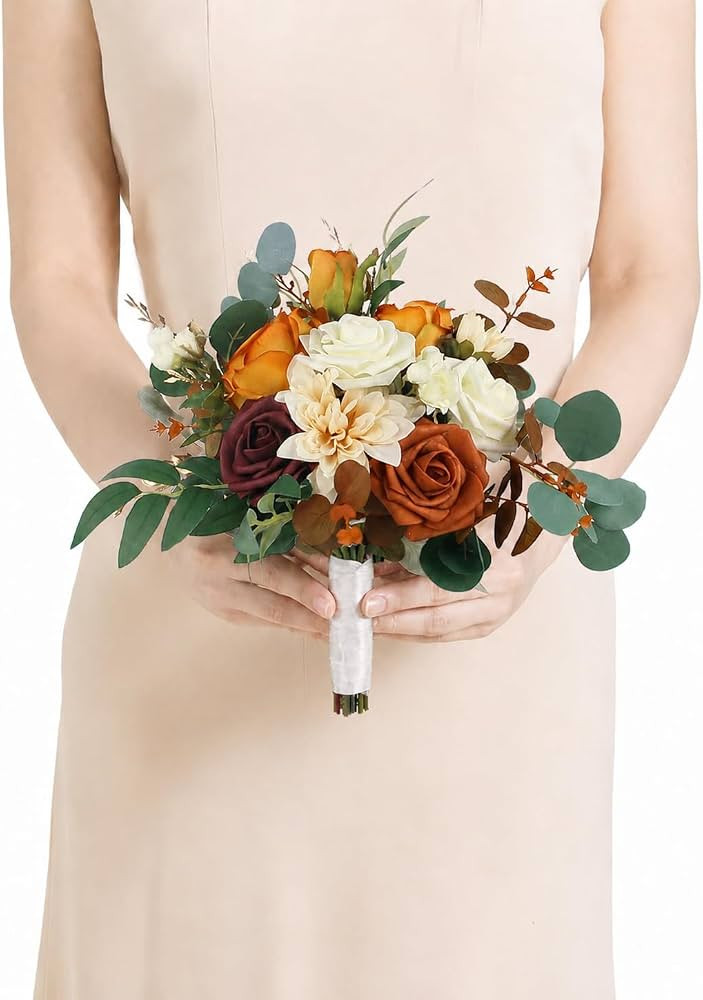 Rinlong Terracotta Bridesmaid Bouquet, Fall Wedding Bouquets | Amazon (US)