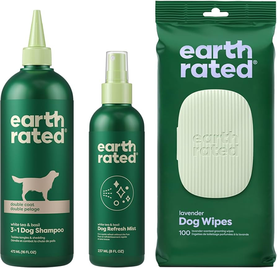 Earth Rated Double Coat Essentials - Dog Shampoo, Grooming Wipes & Refresh Mist | Amazon (US)