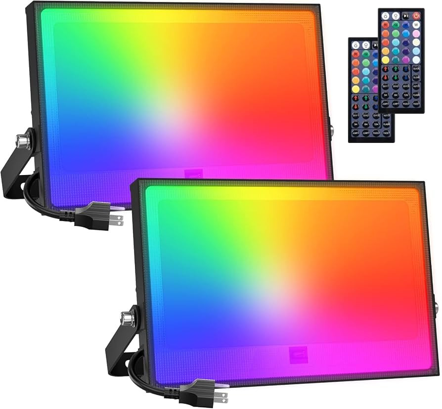 Onforu 2 Pack RGBW LED Flood Light 800W Equivalent, 100W Color Changing Floodlight with 44 Keys R... | Amazon (US)