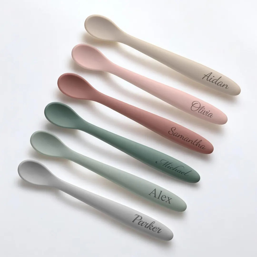 Personalized SILICONE FEEDING SPOON Toddler Baby Gift Children Infant Silverware Boy Girl Silicon... | Etsy (Global)