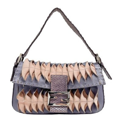 FENDI Baguette Purple Snakeskin Embossed Ruffled Selleria Leather Shoulder Bag | eBay | eBay US