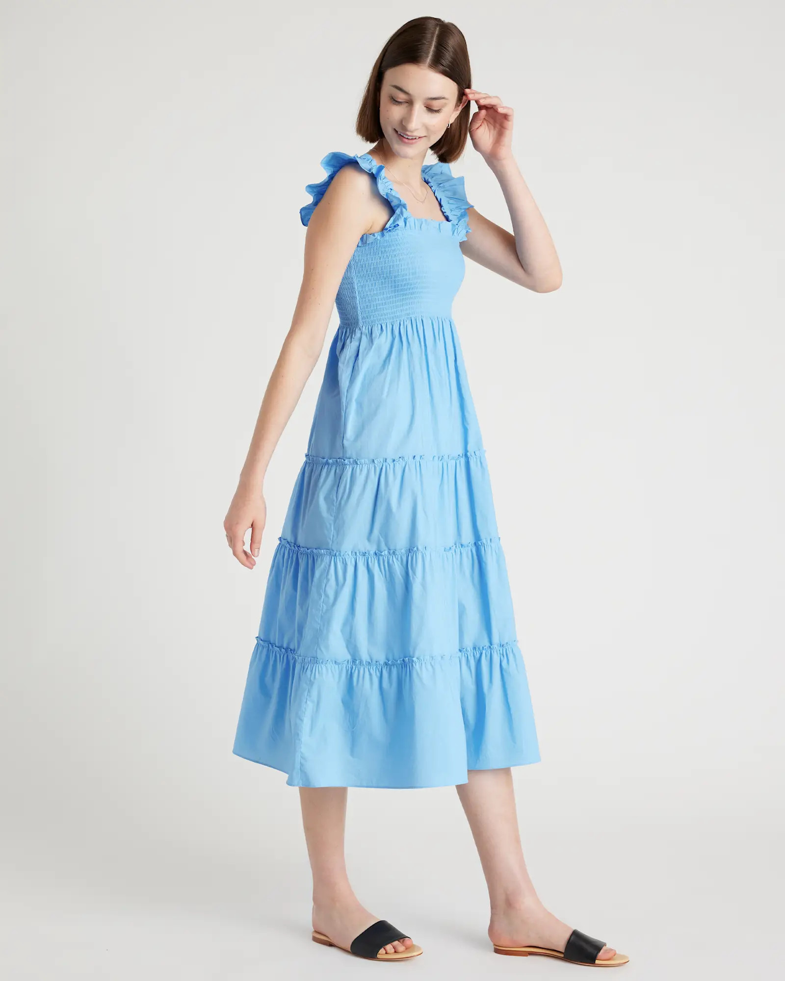 100% Organic Cotton Smocked Midi Dress | Quince
