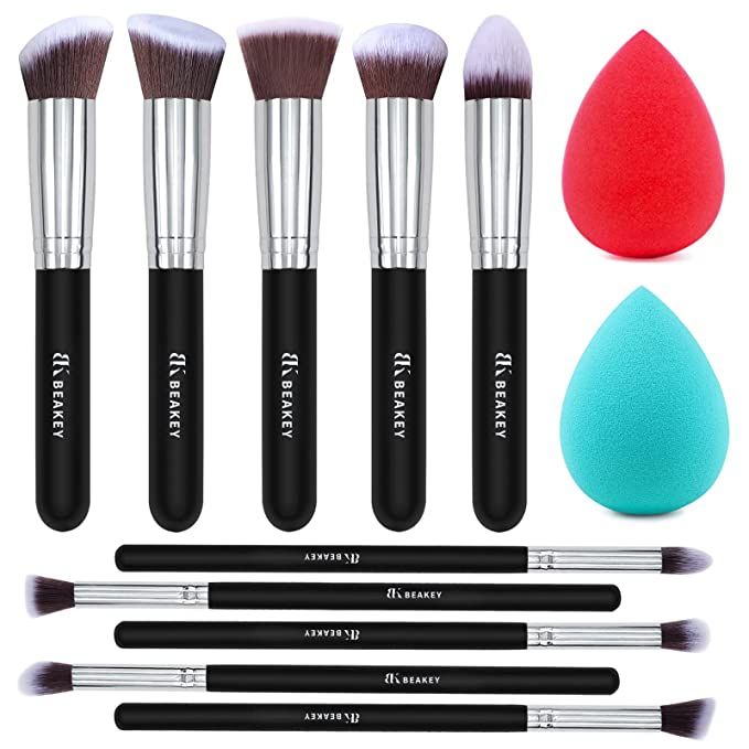 BEAKEY Makeup Brushes Set 10 Pcs Premium Synthetic Kabuki Foundation Face Powder Concealers Blush... | Amazon (US)