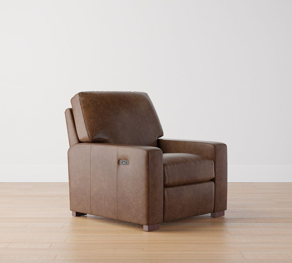 Turner Square Arm Leather Power Recliner | Pottery Barn (US)
