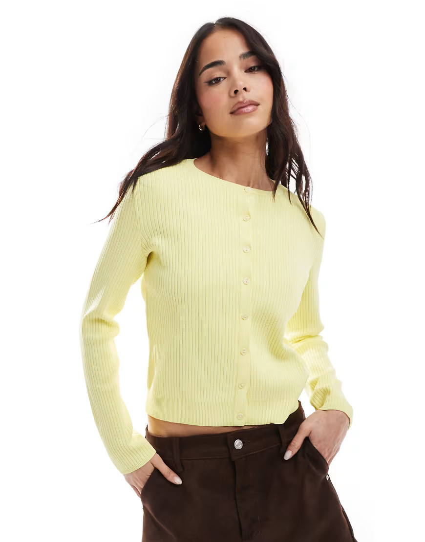 ASOS DESIGN knit cardigan in buttermilk yellow | ASOS (Global)