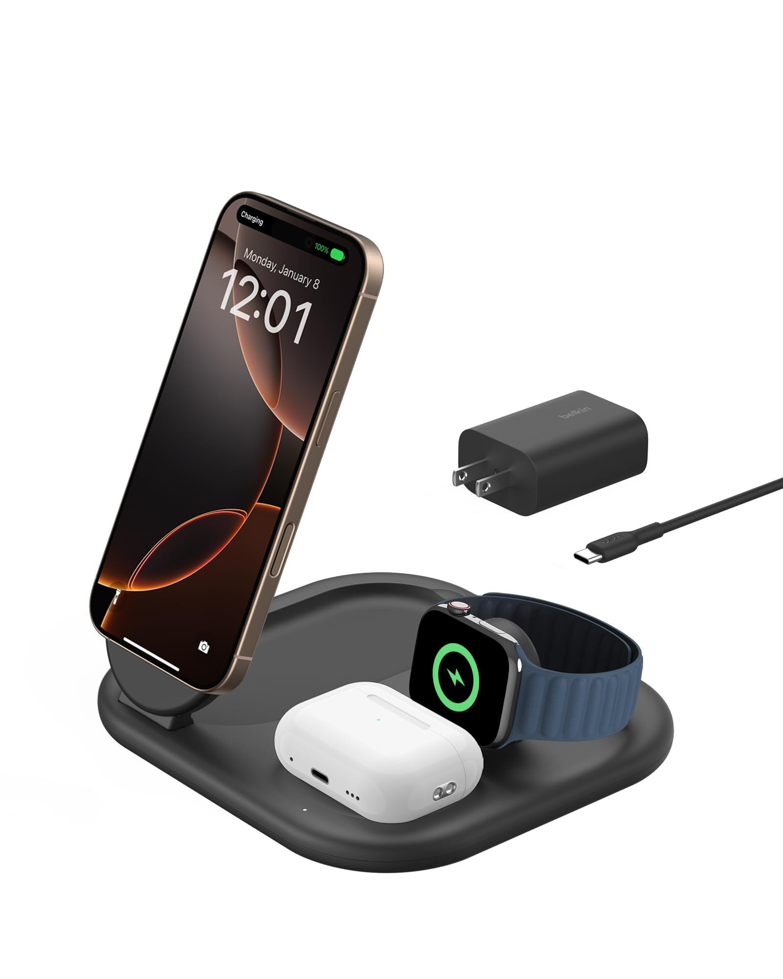 Belkin 3-in-1 MagSafe-Compatible iPhone Charger - Foldable Magnetic Qi2 Certified, MagSafe Chargi... | Amazon (US)