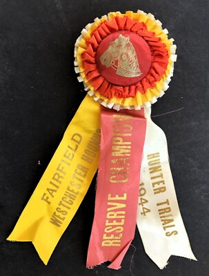 1944 FAIRFIELD WESTCHESTER EQUESTRIAN HORSE SHOW RED GOLD CHAMPION AWARD RIBBON  | eBay | eBay US