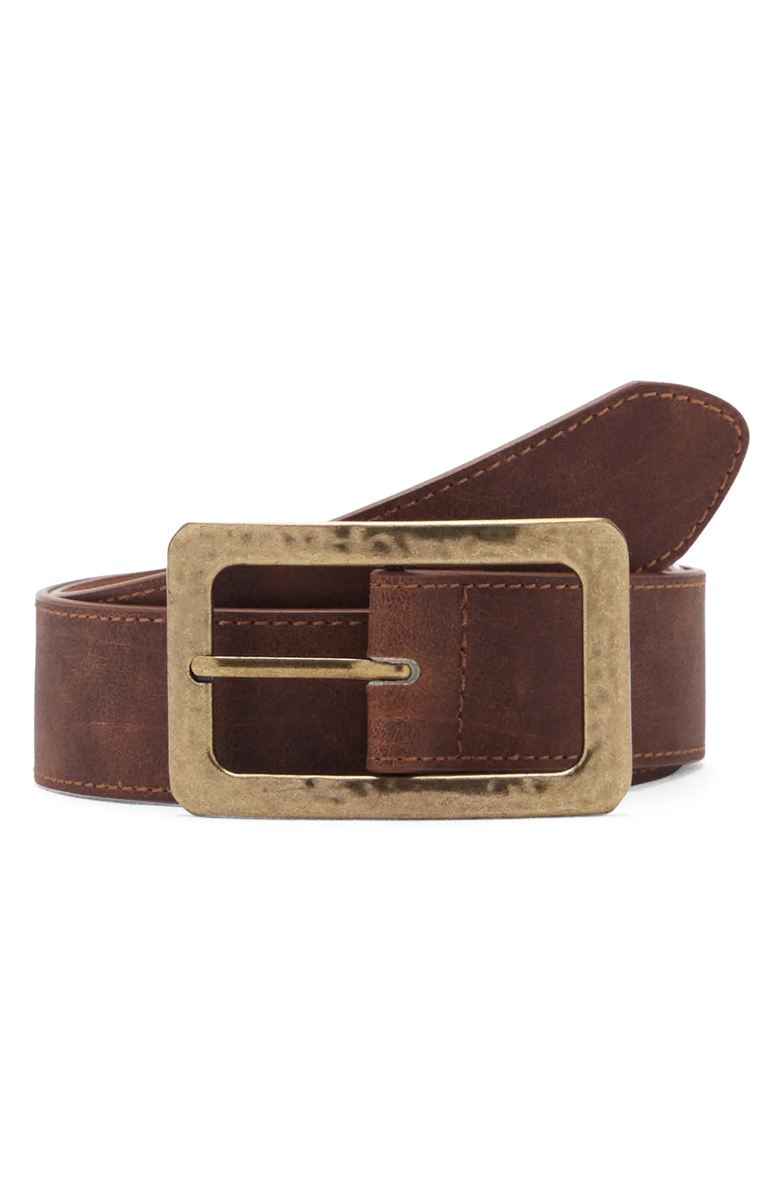 Square Buckle Textured Belt | Nordstrom